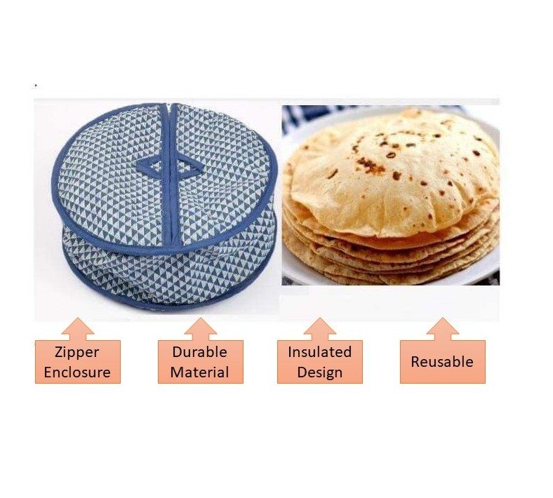 Roti Cover Bag | Insulated Chapati Warmer & Bread Storage Cover - Kitchen & Dining
