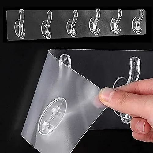 Self Adhesive Wall Hook Strip | Heavy Duty Plastic Wall Hooks | No Drill Multipurpose Hanging Hooks - Home & Lifestyle